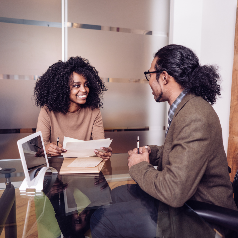 Two people at a job interview 